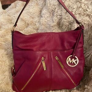 Michael Kors Dark Pink Leather Shoulder Bag